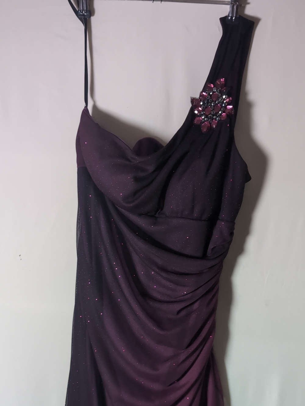 One Shoulder Size 11 Dark Purple Shimmery Dress